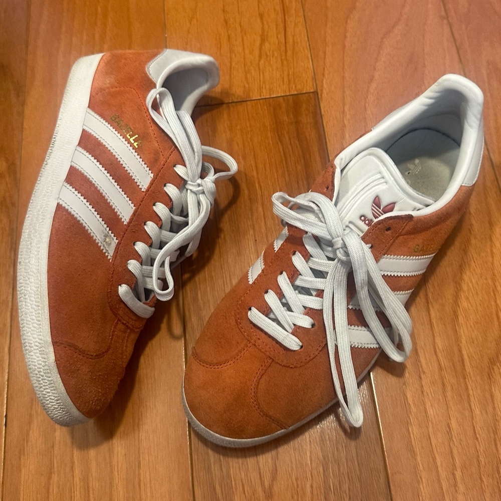 Adidas Orange and White Sneakers Gazelle